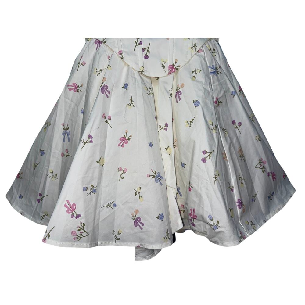 NWT Babyboo Analeigh White Multi Floral Corset Fit & Flare Mini Dress Size Small - Picture 12 of 16